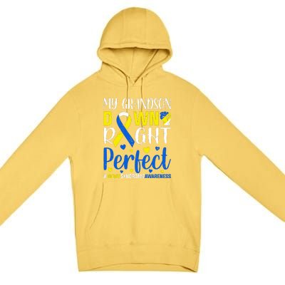 My Grandson Down Right Perfect Down Syndrome Awareness Day Gift Premium Pullover Hoodie