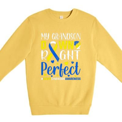 My Grandson Down Right Perfect Down Syndrome Awareness Day Gift Premium Crewneck Sweatshirt