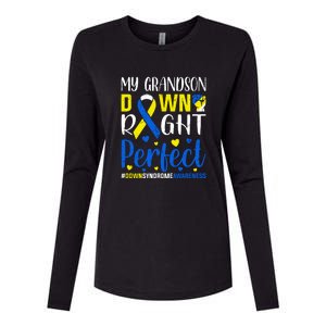 My Grandson Down Right Perfect Down Syndrome Awareness Day Gift Womens Cotton Relaxed Long Sleeve T-Shirt