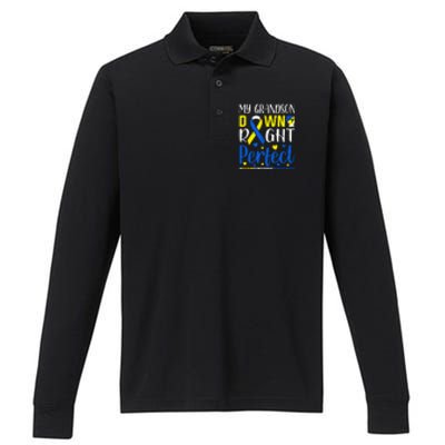 My Grandson Down Right Perfect Down Syndrome Awareness Day Gift Performance Long Sleeve Polo