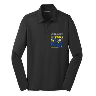 My Grandson Down Right Perfect Down Syndrome Awareness Day Gift Silk Touch Performance Long Sleeve Polo