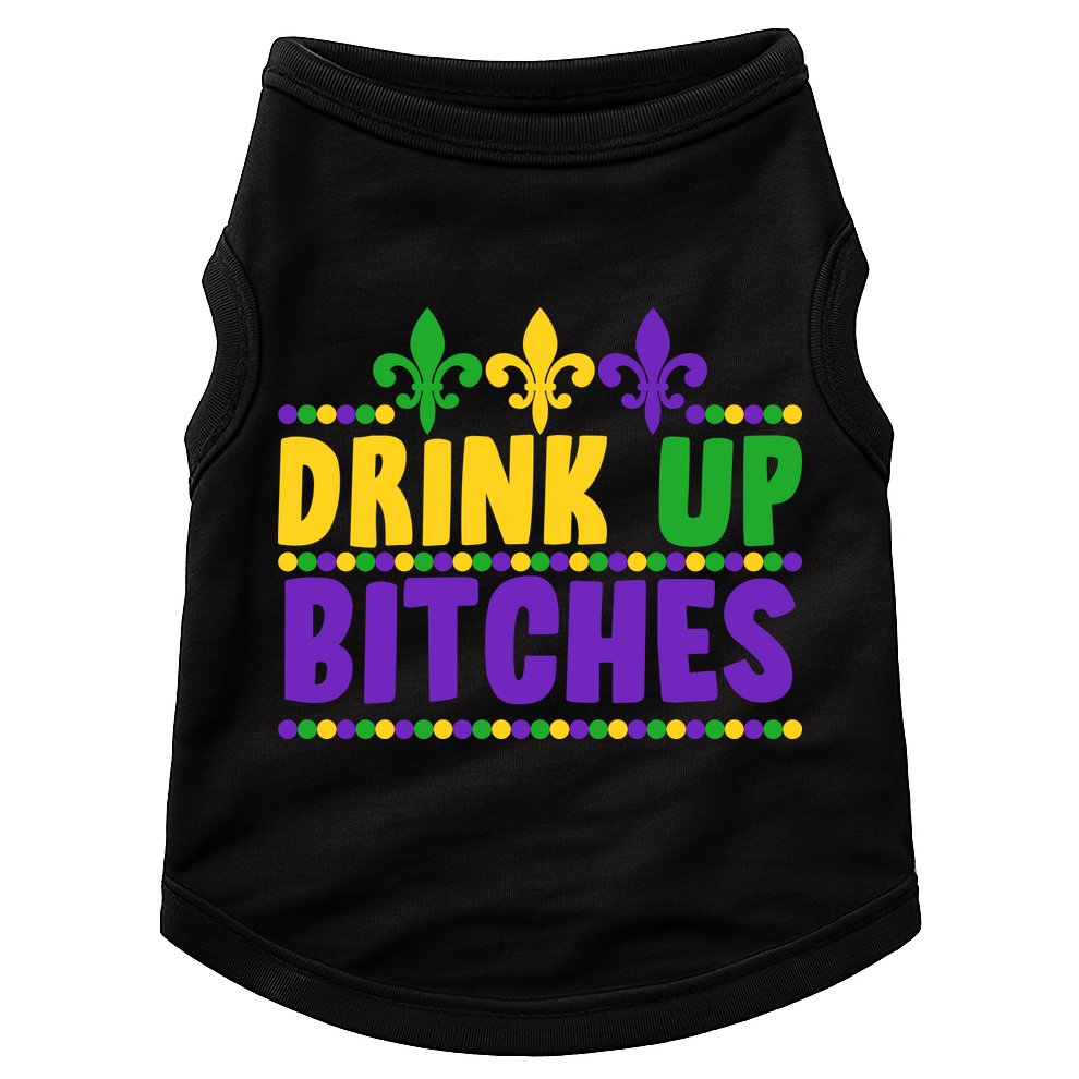Mardi Gras Drink Up Bitches Doggie Tank