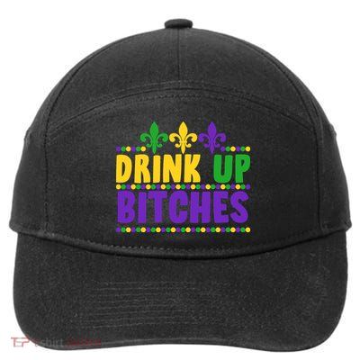 Mardi Gras Drink Up Bitches 7-Panel Snapback Hat