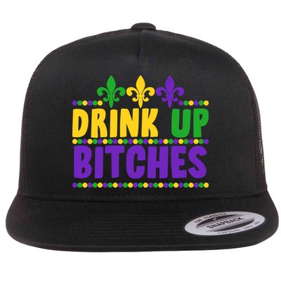 Mardi Gras Drink Up Bitches Flatbill Hat