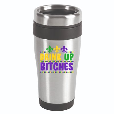 Mardi Gras Drink Up Bitches 16oz Travel Tumbler