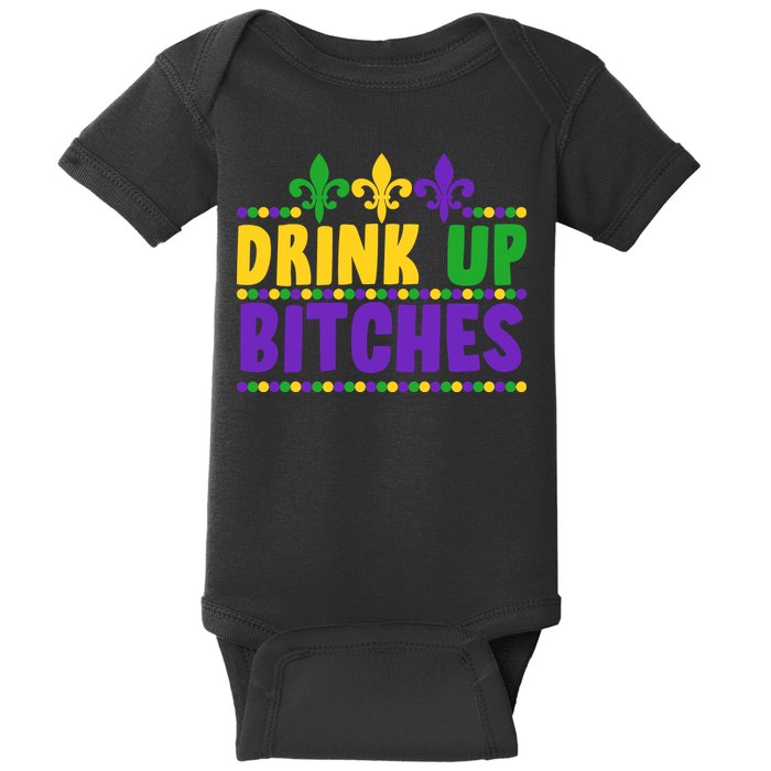 Mardi Gras Drink Up Bitches Baby Bodysuit