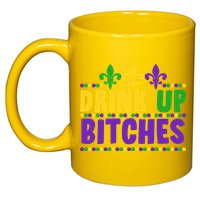 Mardi Gras Drink Up Bitches 11oz C Handle Ceramic Mug