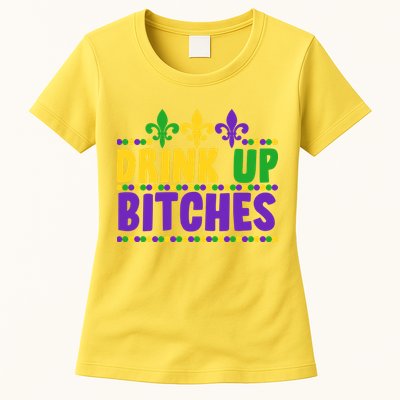 Mardi Gras Drink Up Bitches Womens T-Shirt