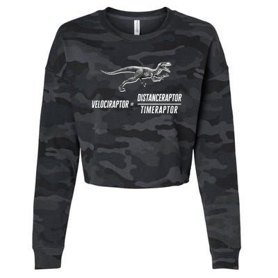 Math Geek Dinosaur Velociraptor Equation v2 Cropped Pullover Crew