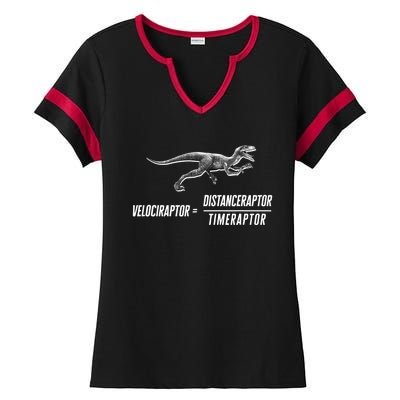 Math Geek Dinosaur Velociraptor Equation v2 Ladies Halftime Notch Neck Tee