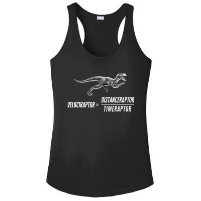 Math Geek Dinosaur Velociraptor Equation v2 Ladies PosiCharge Competitor Racerback Tank