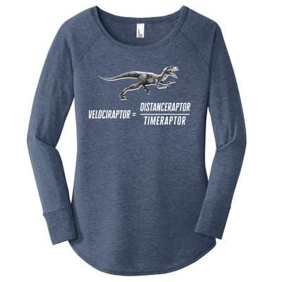 Math Geek Dinosaur Velociraptor Equation v2 Women's Perfect Tri Tunic Long Sleeve Shirt