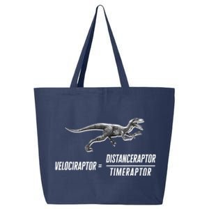 Math Geek Dinosaur Velociraptor Equation v2 25L Jumbo Tote