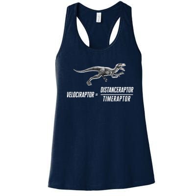 Math Geek Dinosaur Velociraptor Equation v2 Women's Racerback Tank