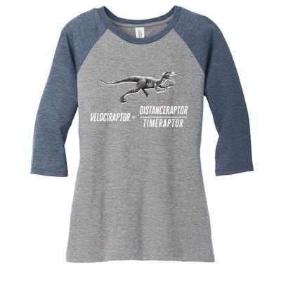 Math Geek Dinosaur Velociraptor Equation v2 Women's Tri-Blend 3/4-Sleeve Raglan Shirt