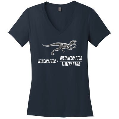 Math Geek Dinosaur Velociraptor Equation v2 Women's V-Neck T-Shirt