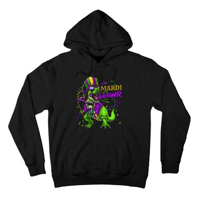 Mardi Gras Dabbing T Rex Dinosaur Mardi Grawr Bead Costume Hoodie