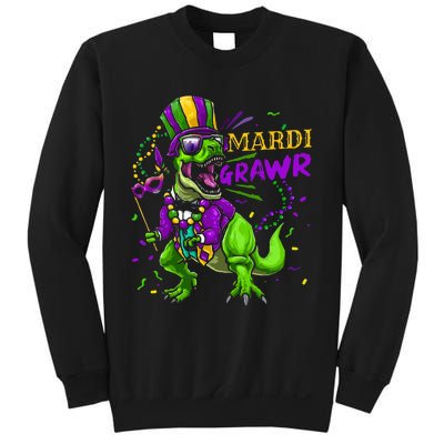 Mardi Gras Dabbing T Rex Dinosaur Mardi Grawr Bead Costume Sweatshirt