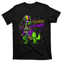 Mardi Gras Dabbing T Rex Dinosaur Mardi Grawr Bead Costume T-Shirt