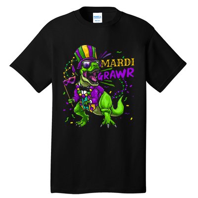 Mardi Gras Dabbing T Rex Dinosaur Mardi Grawr Bead Costume Tall T-Shirt