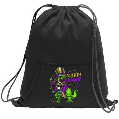 Mardi Gras Dabbing T Rex Dinosaur Mardi Grawr Bead Costume Sweatshirt Cinch Pack Bag