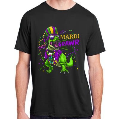 Mardi Gras Dabbing T Rex Dinosaur Mardi Grawr Bead Costume Adult ChromaSoft Performance T-Shirt