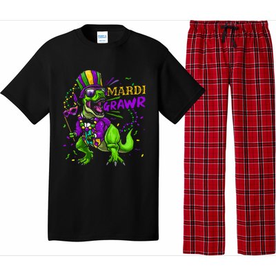 Mardi Gras Dabbing T Rex Dinosaur Mardi Grawr Bead Costume Pajama Set