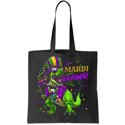 Mardi Gras Dabbing T Rex Dinosaur Mardi Grawr Bead Costume Tote Bag