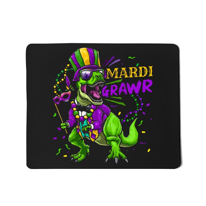 Mardi Gras Dabbing T Rex Dinosaur Mardi Grawr Bead Costume Mousepad