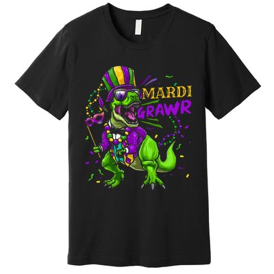 Mardi Gras Dabbing T Rex Dinosaur Mardi Grawr Bead Costume Premium T-Shirt