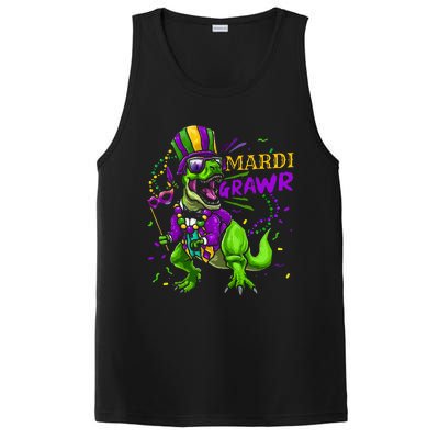 Mardi Gras Dabbing T Rex Dinosaur Mardi Grawr Bead Costume PosiCharge Competitor Tank