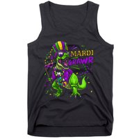 Mardi Gras Dabbing T Rex Dinosaur Mardi Grawr Bead Costume Tank Top