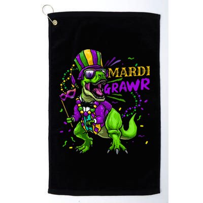 Mardi Gras Dabbing T Rex Dinosaur Mardi Grawr Bead Costume Platinum Collection Golf Towel