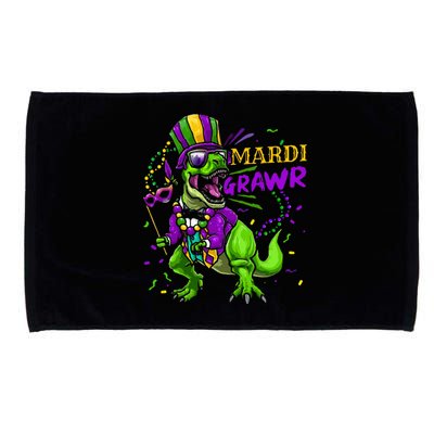 Mardi Gras Dabbing T Rex Dinosaur Mardi Grawr Bead Costume Microfiber Hand Towel