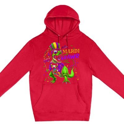 Mardi Gras Dabbing T Rex Dinosaur Mardi Grawr Bead Costume Premium Pullover Hoodie