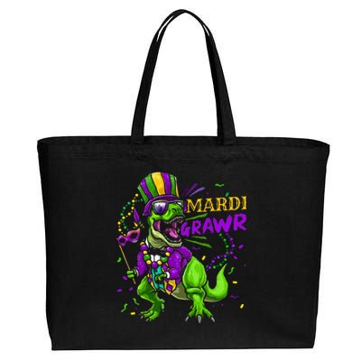 Mardi Gras Dabbing T Rex Dinosaur Mardi Grawr Bead Costume Cotton Canvas Jumbo Tote