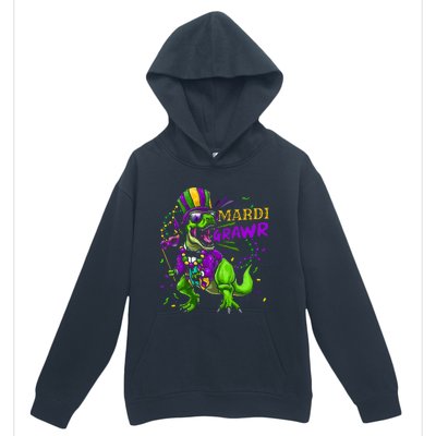 Mardi Gras Dabbing T Rex Dinosaur Mardi Grawr Bead Costume Urban Pullover Hoodie