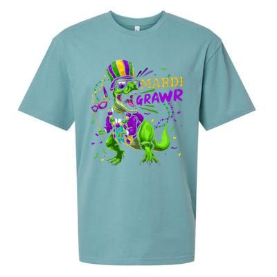 Mardi Gras Dabbing T Rex Dinosaur Mardi Grawr Bead Costume Sueded Cloud Jersey T-Shirt