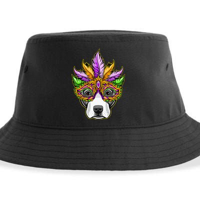 Mardi Gras Dog Mask Pitbull Funny Party Carnival Gift Sustainable Bucket Hat