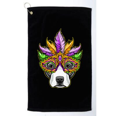 Mardi Gras Dog Mask Pitbull Funny Party Carnival Gift Platinum Collection Golf Towel