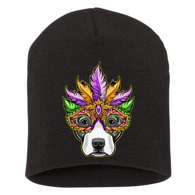 Mardi Gras Dog Mask Pitbull Funny Party Carnival Gift Short Acrylic Beanie