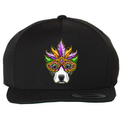 Mardi Gras Dog Mask Pitbull Funny Party Carnival Gift Wool Snapback Cap