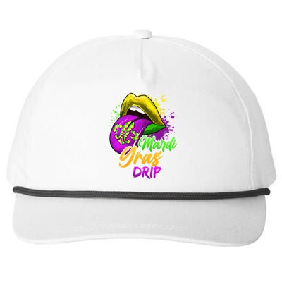 Mardi Gras Drip Mardi Gras Snapback Five-Panel Rope Hat