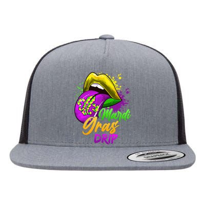 Mardi Gras Drip Mardi Gras Flat Bill Trucker Hat