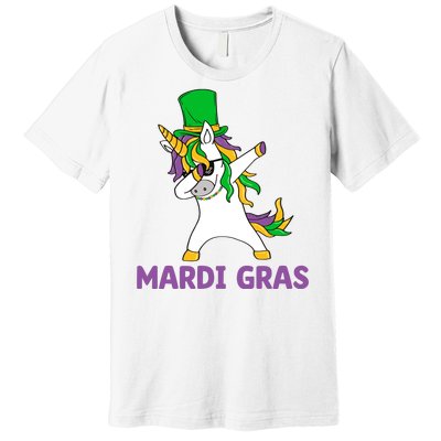 Mardi Gras Dabbing Unicorn Carnival Premium T-Shirt