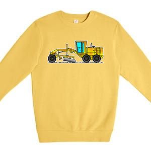 Motor Grader Design Road Grader And Blade Art Premium Crewneck Sweatshirt