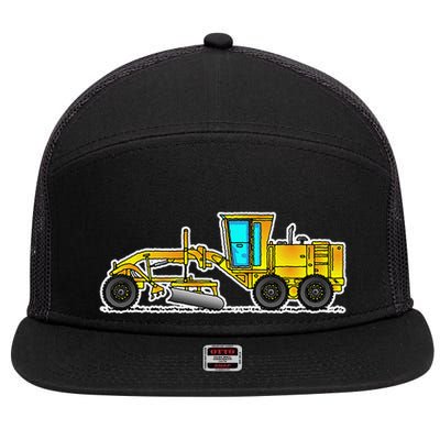 Motor Grader Design Road Grader And Blade Art 7 Panel Mesh Trucker Snapback Hat