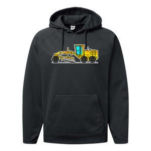 Motor Grader Design Road Grader And Blade Art Performance Fleece Hoodie