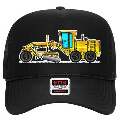 Motor Grader Design Road Grader And Blade Art High Crown Mesh Back Trucker Hat