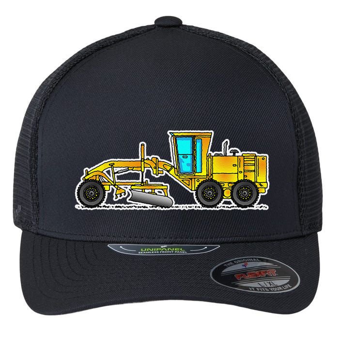 Motor Grader Design Road Grader And Blade Art Flexfit Unipanel Trucker Cap